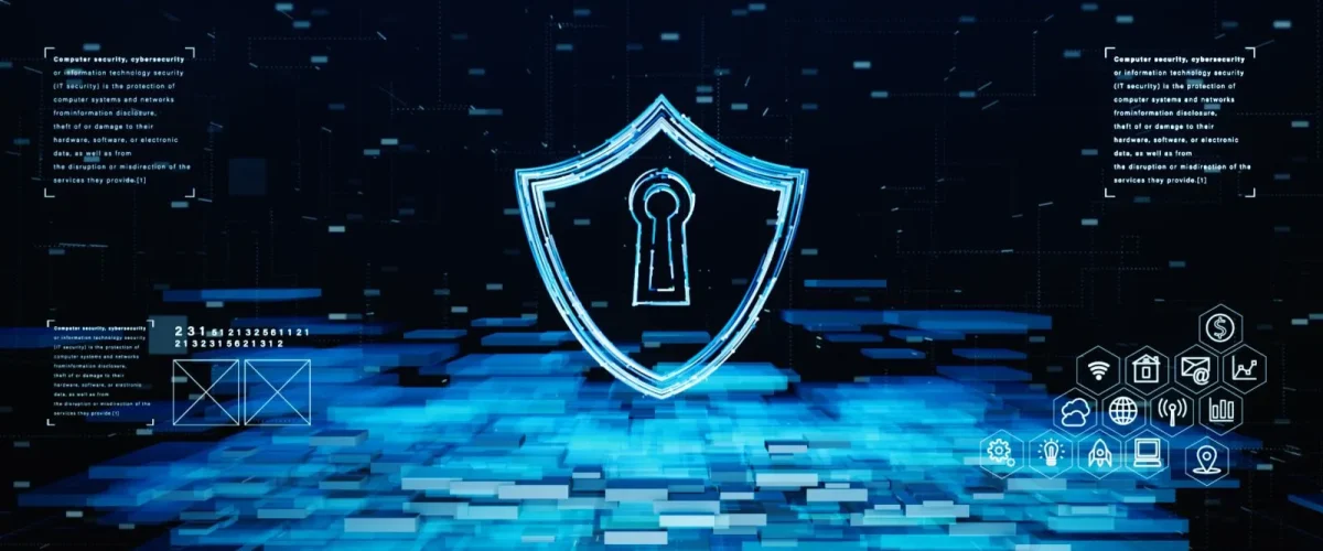 Digital lock shield icon representing cybersecurity for a Cyber Insurance Audit in 2025