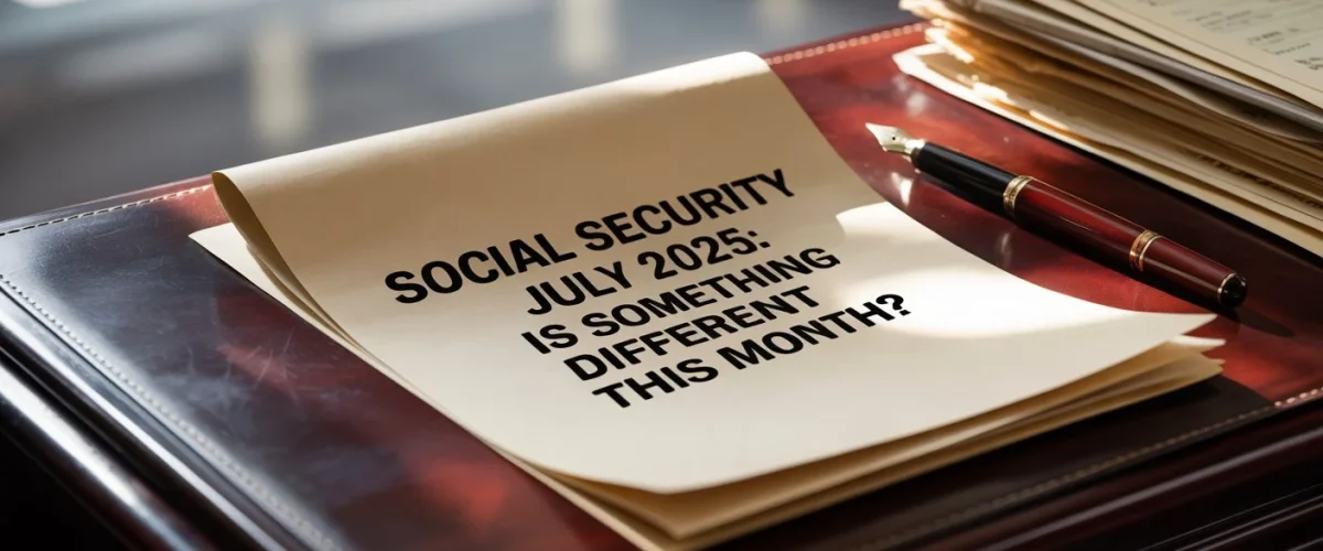 Calendar marked July 2025 with Social Security card and dollar icons, suggesting changes to Social Security benefits.